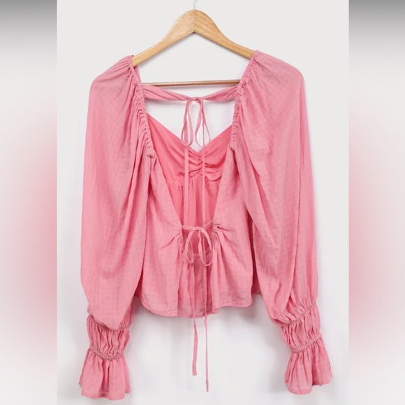 NWOT Harlow Pink Long Sleeve Backless Top - Picture 5 of 7